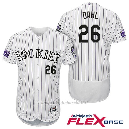 Maglia Baseball Uomo Colorado Rockies David Dahl 26 Bianco 25th Season Flex Base